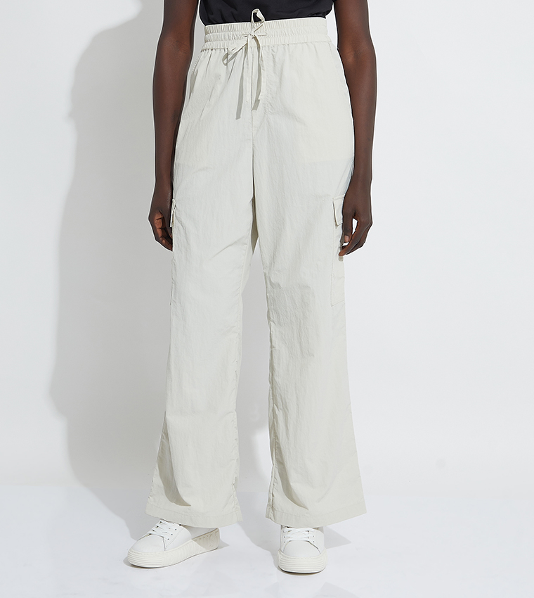 Logo Detail Drawstring Waist Cargo Pants