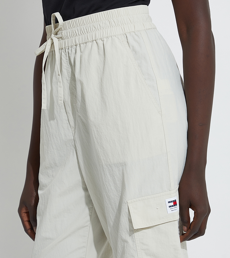 Logo Detail Drawstring Waist Cargo Pants