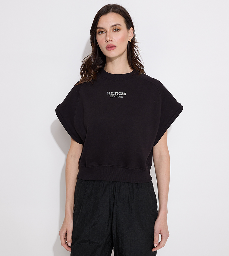 Logo Embroidered Short Sleeves Sweatshirt
