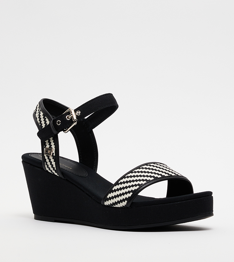 Black open toe store wedge