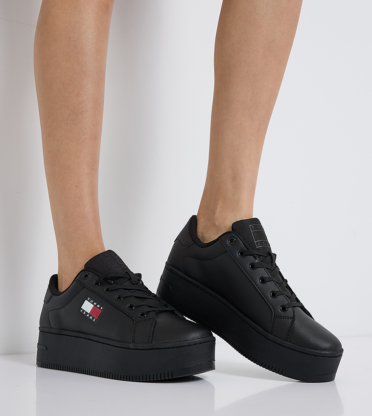 Logo Flag Lace Up Platform Sneakers