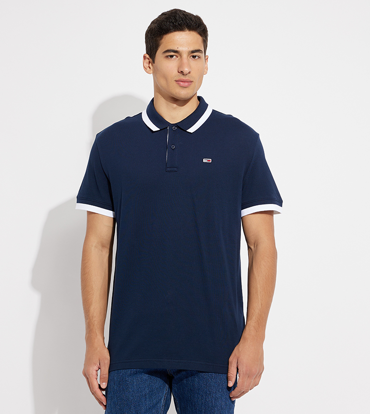 Contrast Tipping Short Sleeves Polo T-Shirt