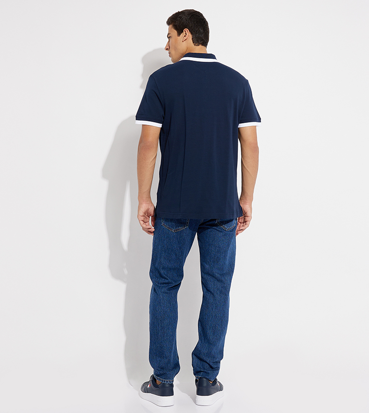 Contrast Tipping Short Sleeves Polo T-Shirt