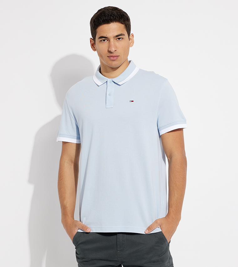 Contrast Tipping Short Sleeves Polo T-Shirt