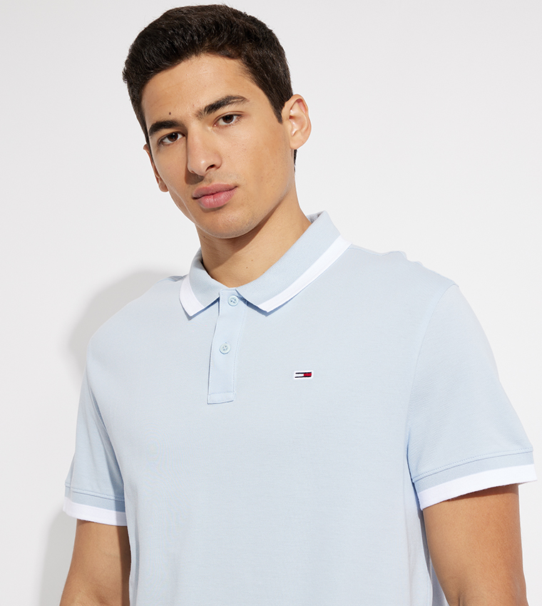 Contrast Tipping Short Sleeves Polo T-Shirt
