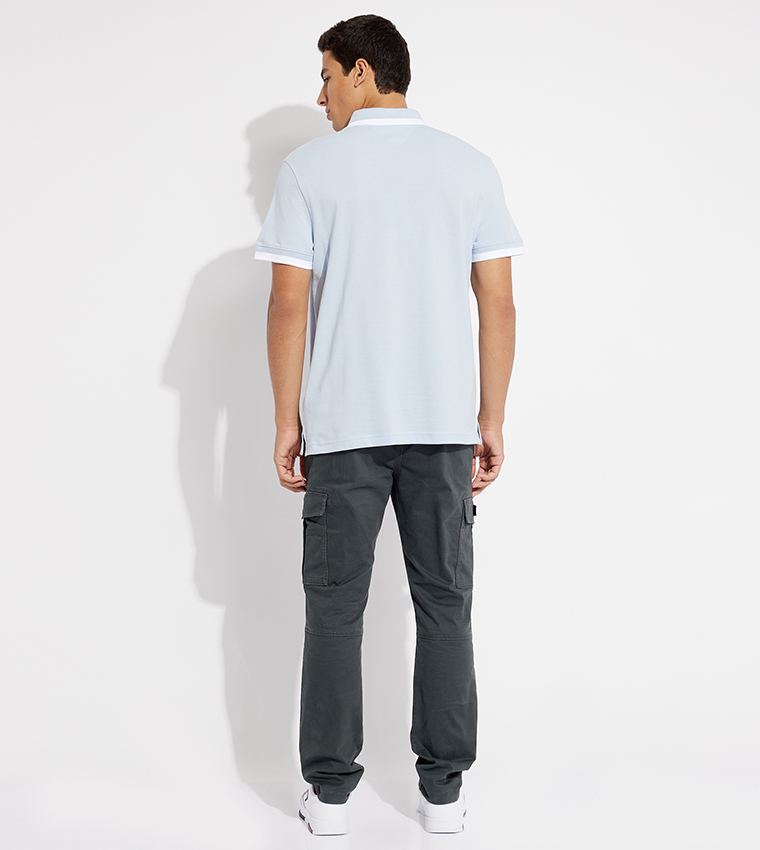 Contrast Tipping Short Sleeves Polo T-Shirt