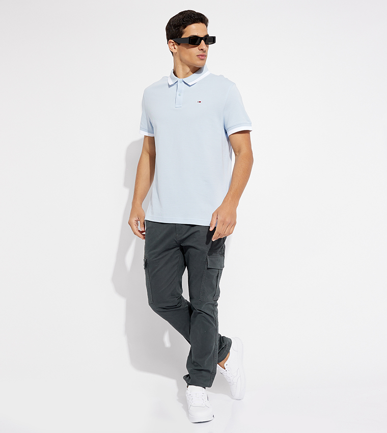 Contrast Tipping Short Sleeves Polo T-Shirt