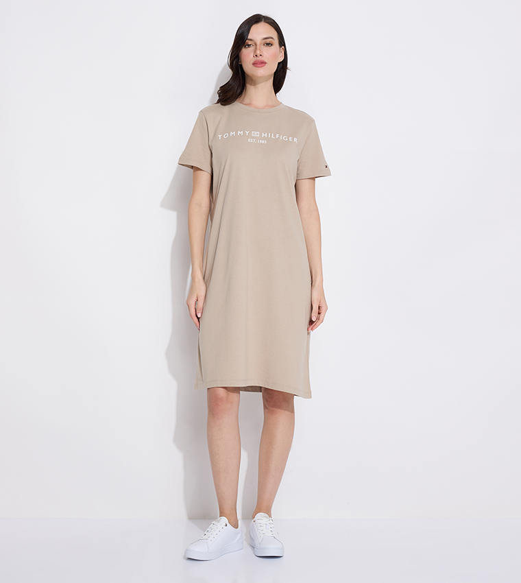 Logo Printed Short Sleeves T-Shirt Dress