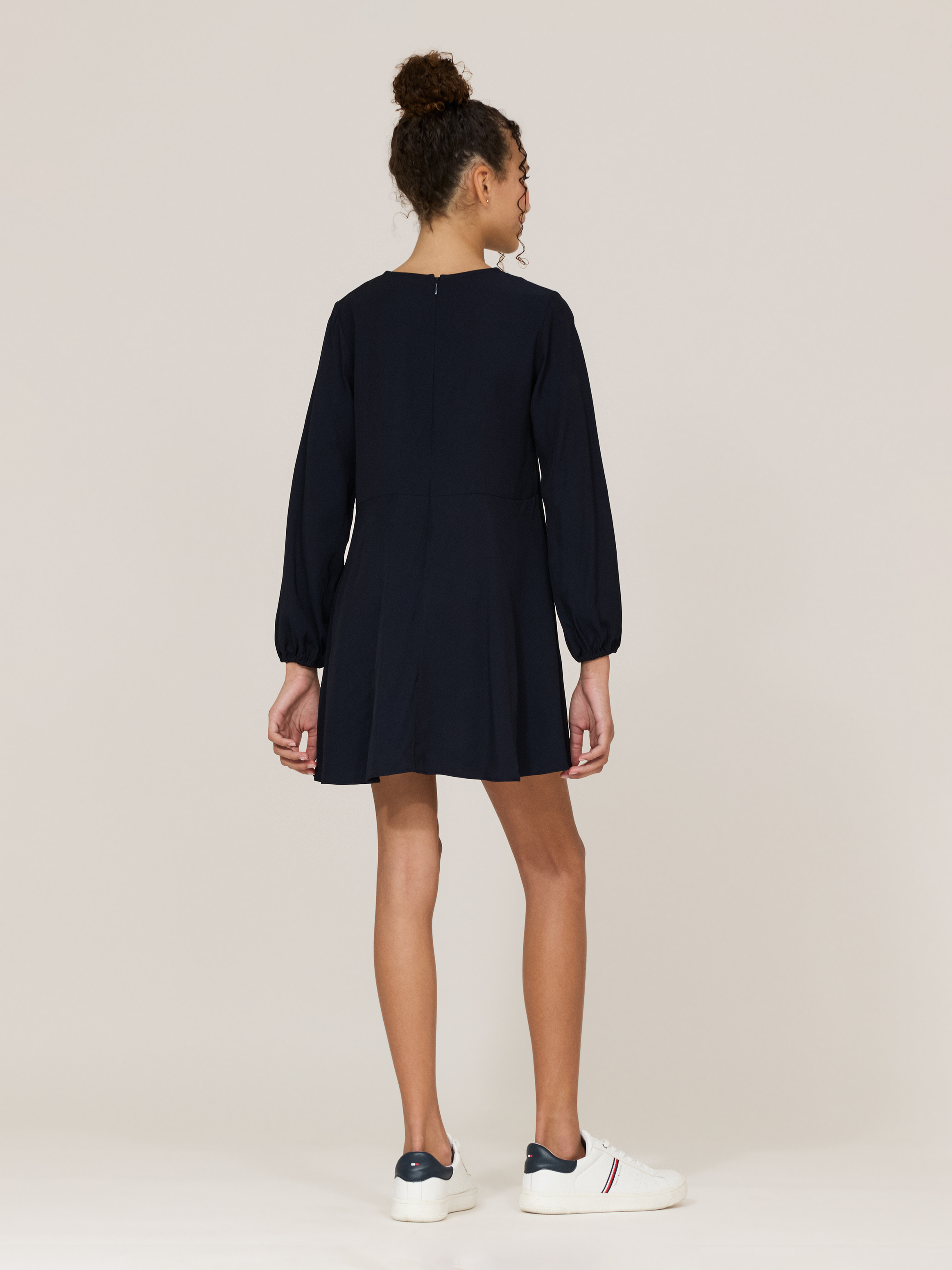 Solid Ruffle Detail Mini Dress