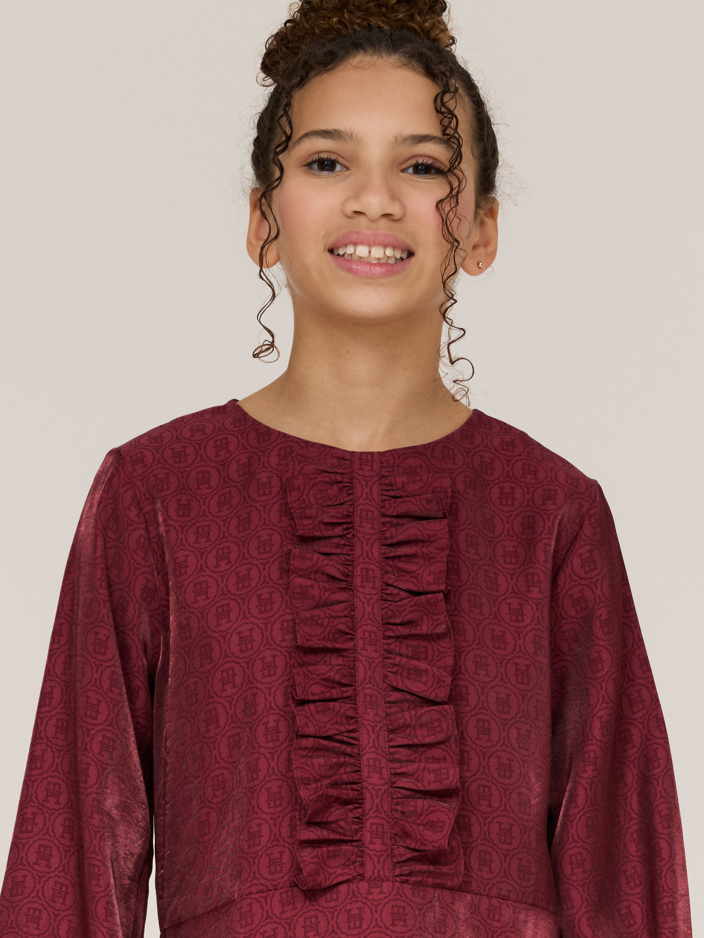 Ruffle Detail Crew Neck Dress