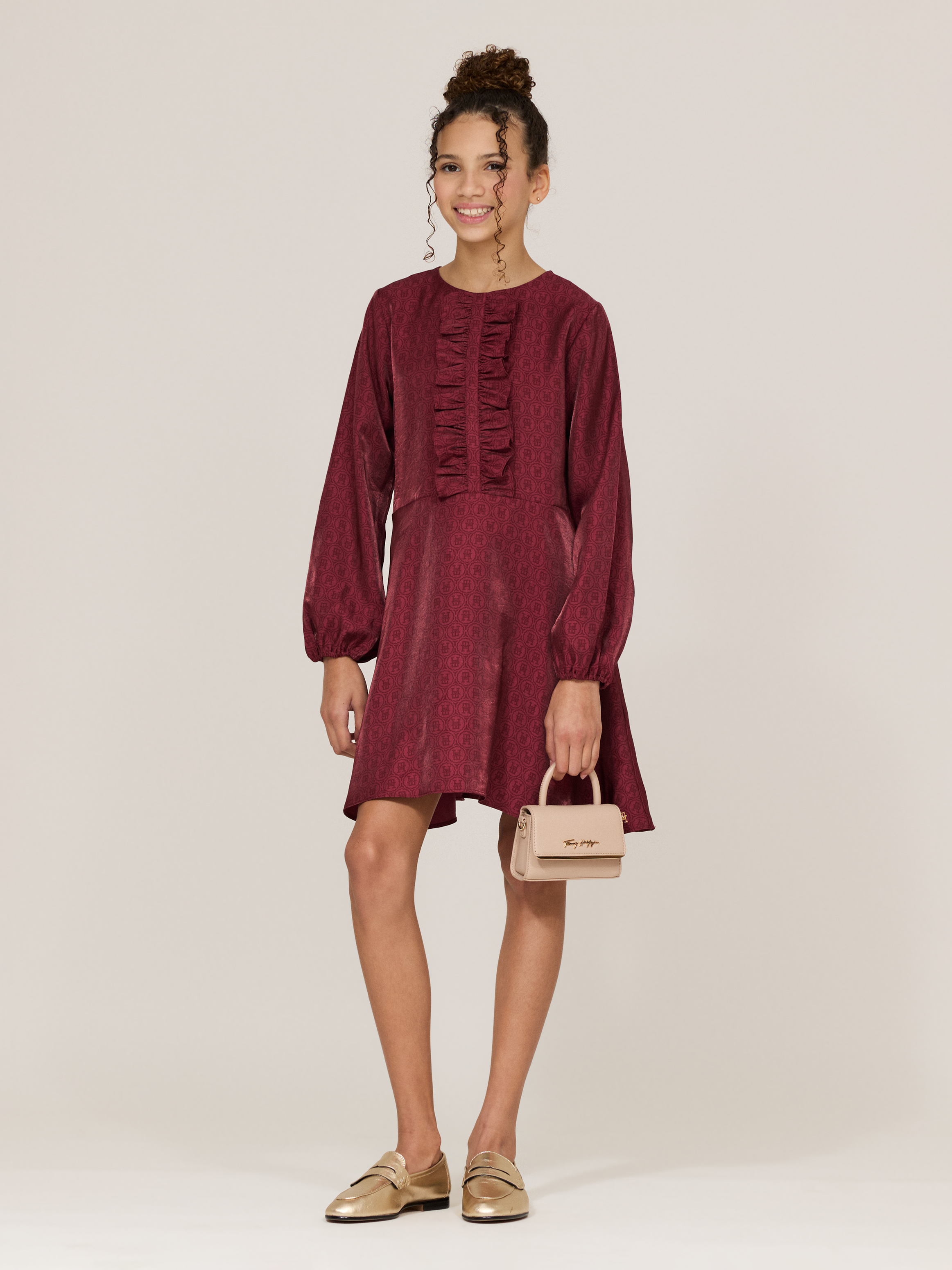 Ruffle Detail Crew Neck Dress