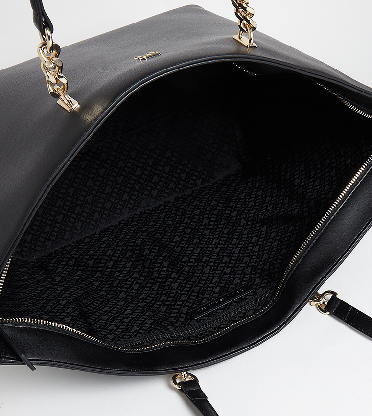 Logo Detail Textured Tote Bag