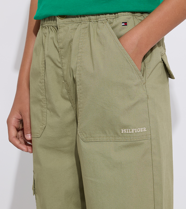 Monotype Detail Woven Cargo Pants