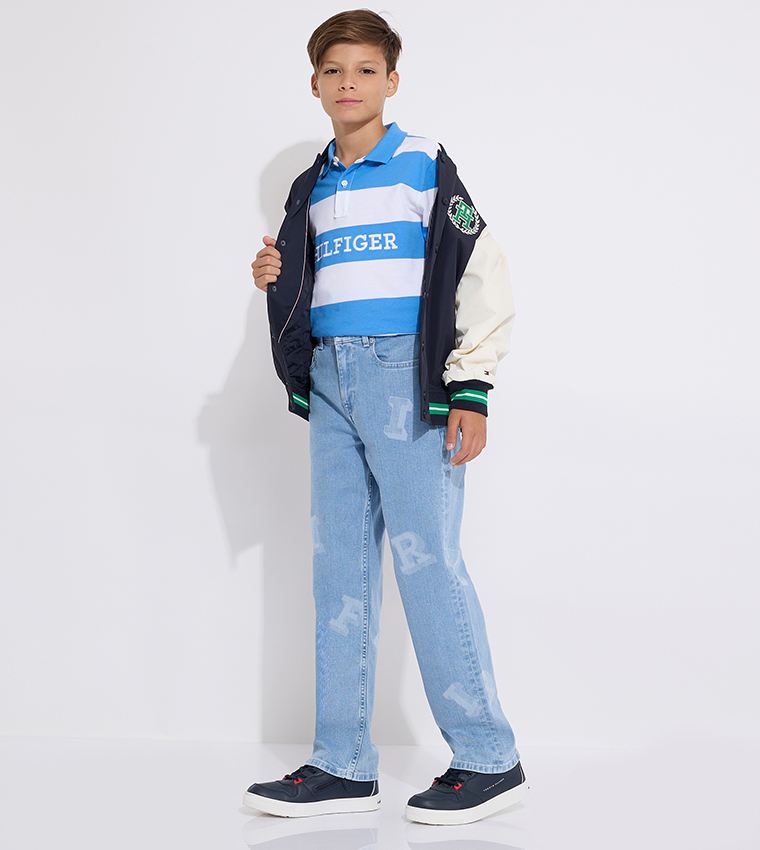 Monotype Laser Print Baggy Fit Jeans