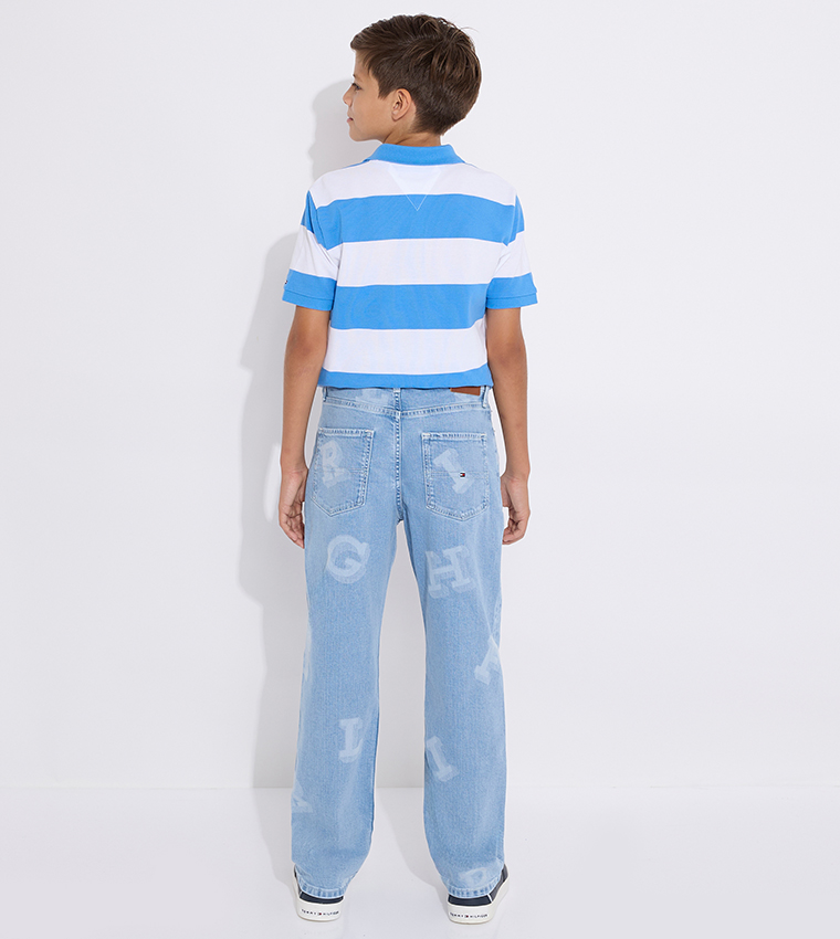 Monotype Laser Print Baggy Fit Jeans