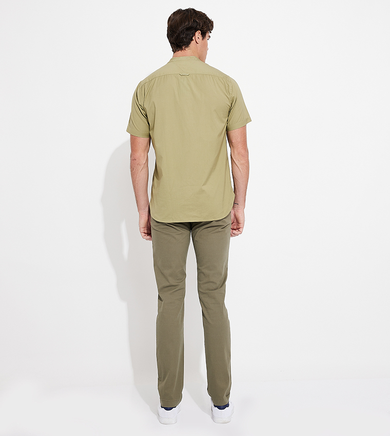 Logo Detail Short Sleeves Linen Shirt