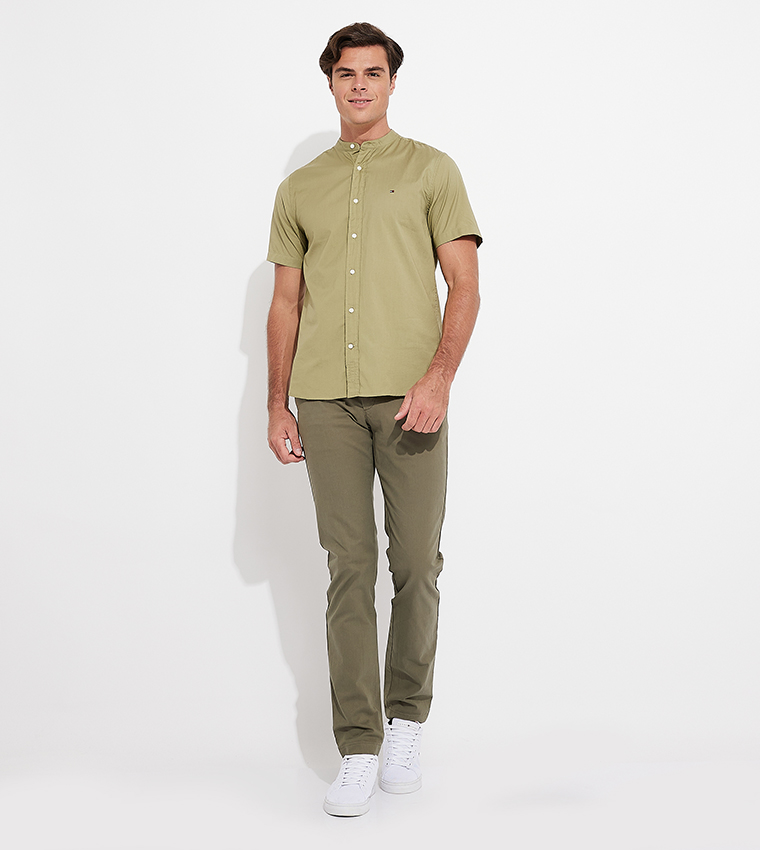 Logo Detail Short Sleeves Linen Shirt