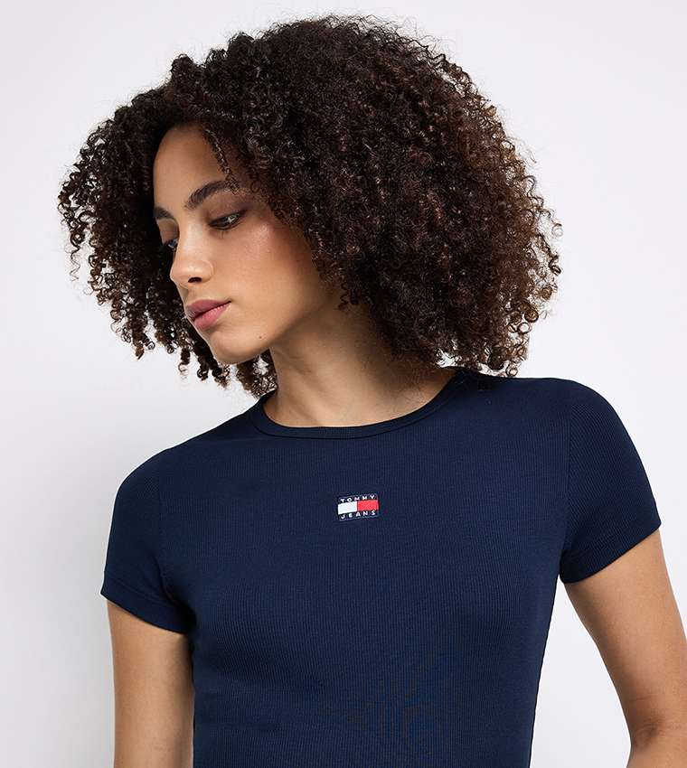 Ribbed Flag Detail T-Shirt
