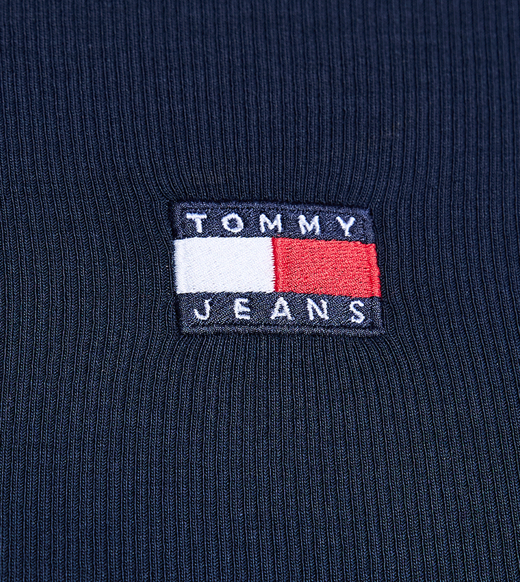 Ribbed Flag Detail T-Shirt