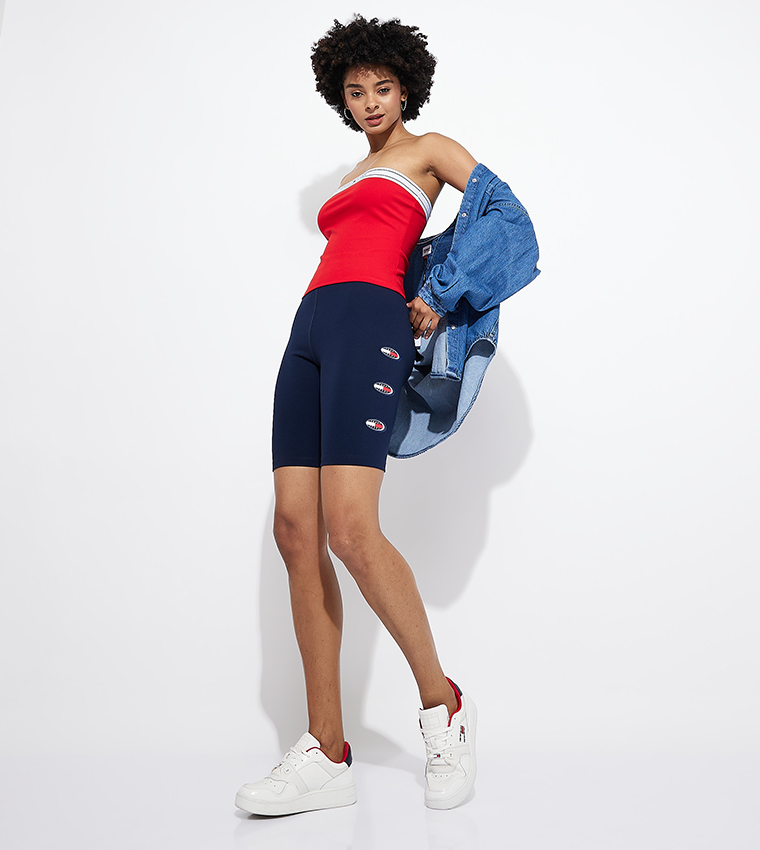 Logo Printed Elastic Waist Shorts