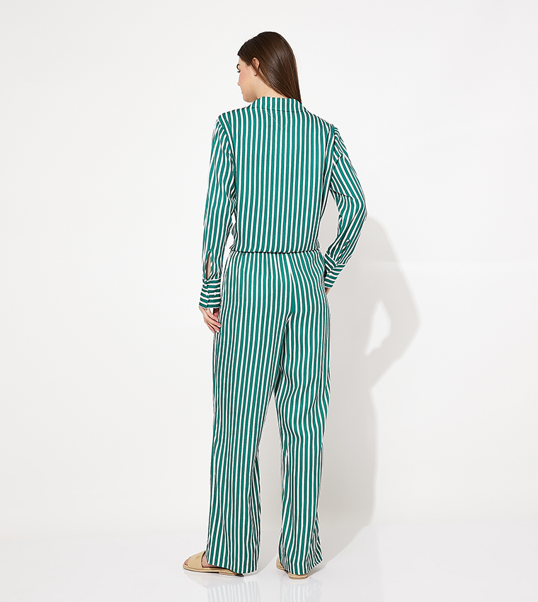 Striped Drawstring Waist Fluid Pants