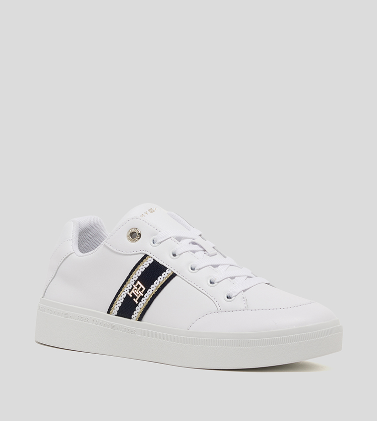 Webbing Court Lace-Up Sneakers