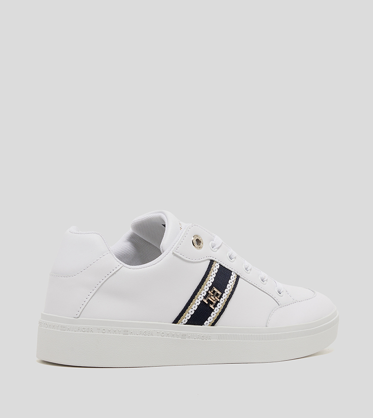 Webbing Court Lace-Up Sneakers