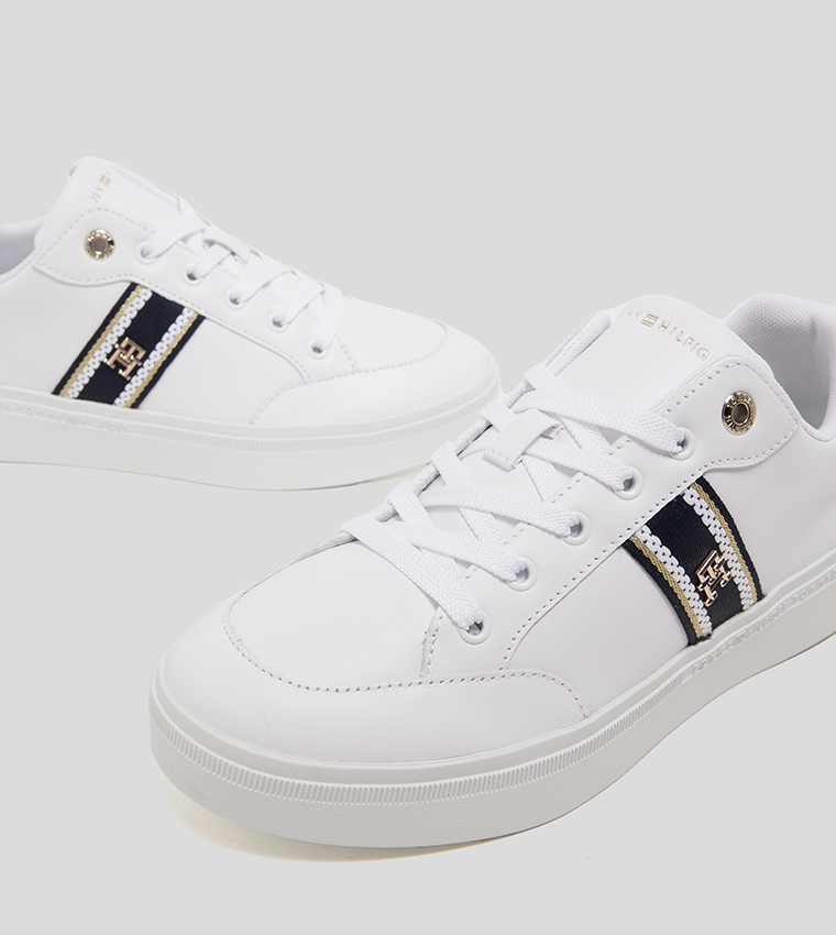Webbing Court Lace-Up Sneakers