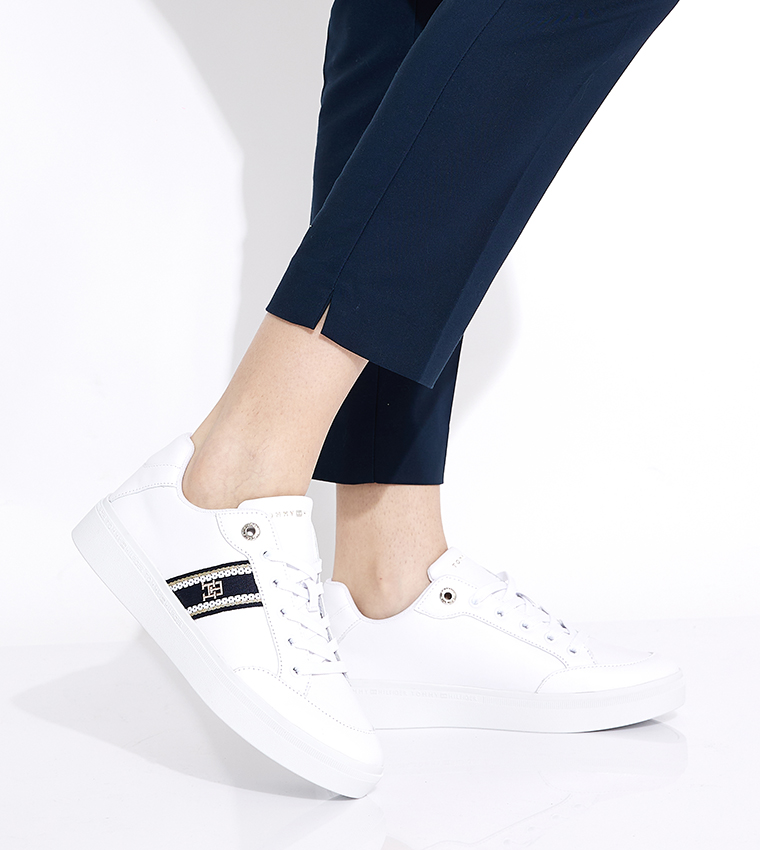 Webbing Court Lace-Up Sneakers