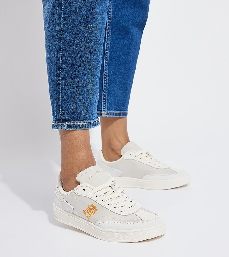Logo Embroidered Court Sneakers