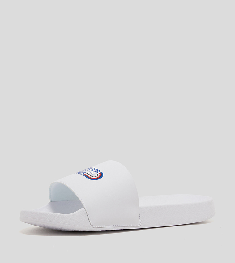 White Champion Men's Pool Slides Buy Tommy Hilfiger Logo