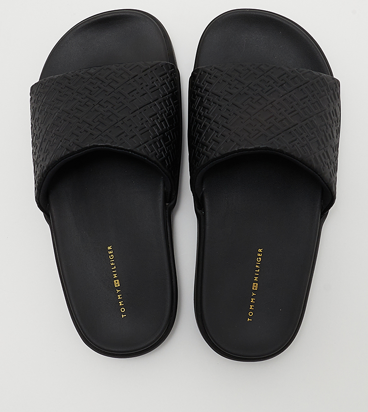 Monogram Detail Pool Slides