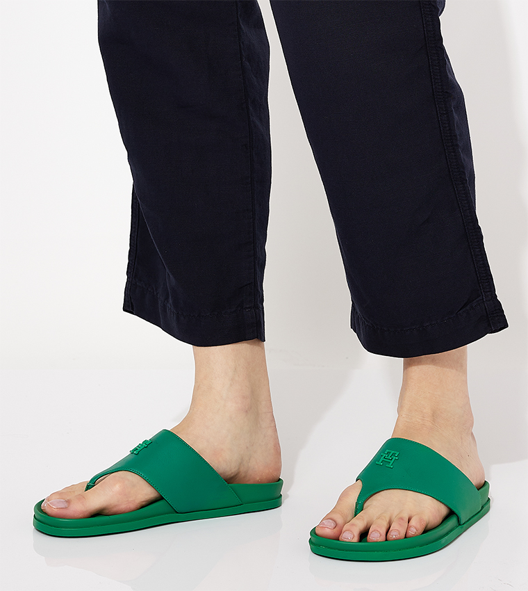 Logo Detail Thong Strap Sandals