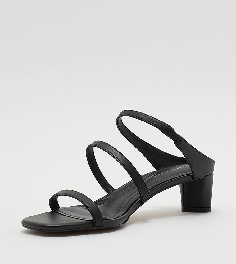Leather Strappy Open Toe Heel Sandals
