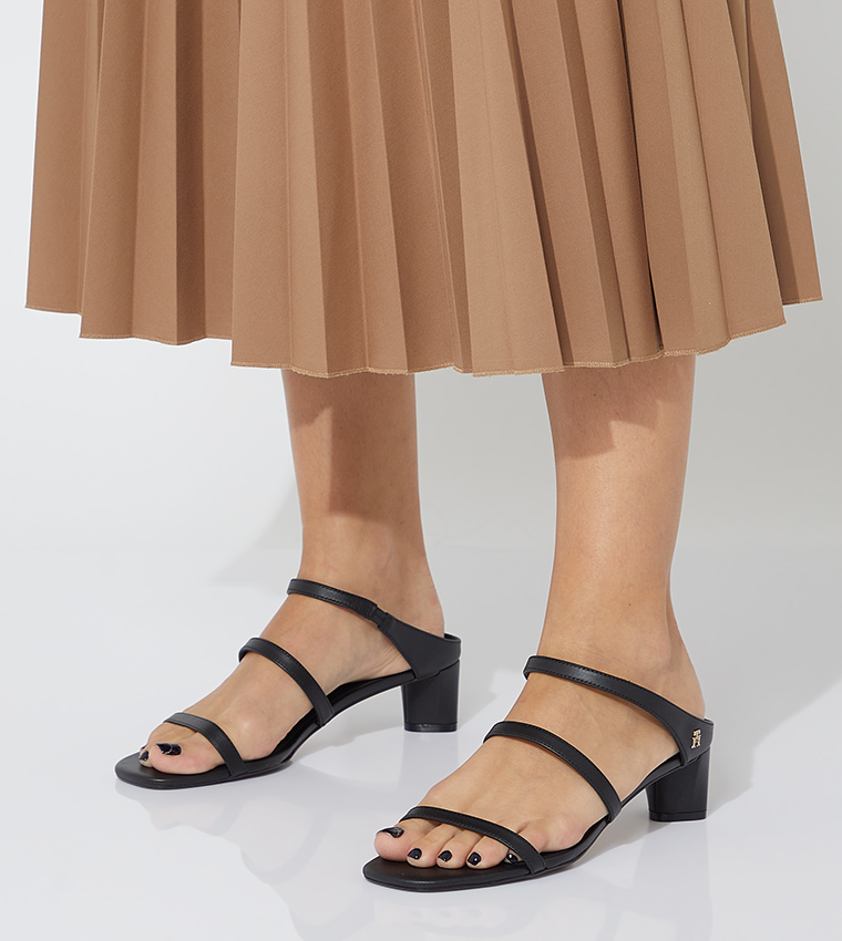 Leather Strappy Open Toe Heel Sandals