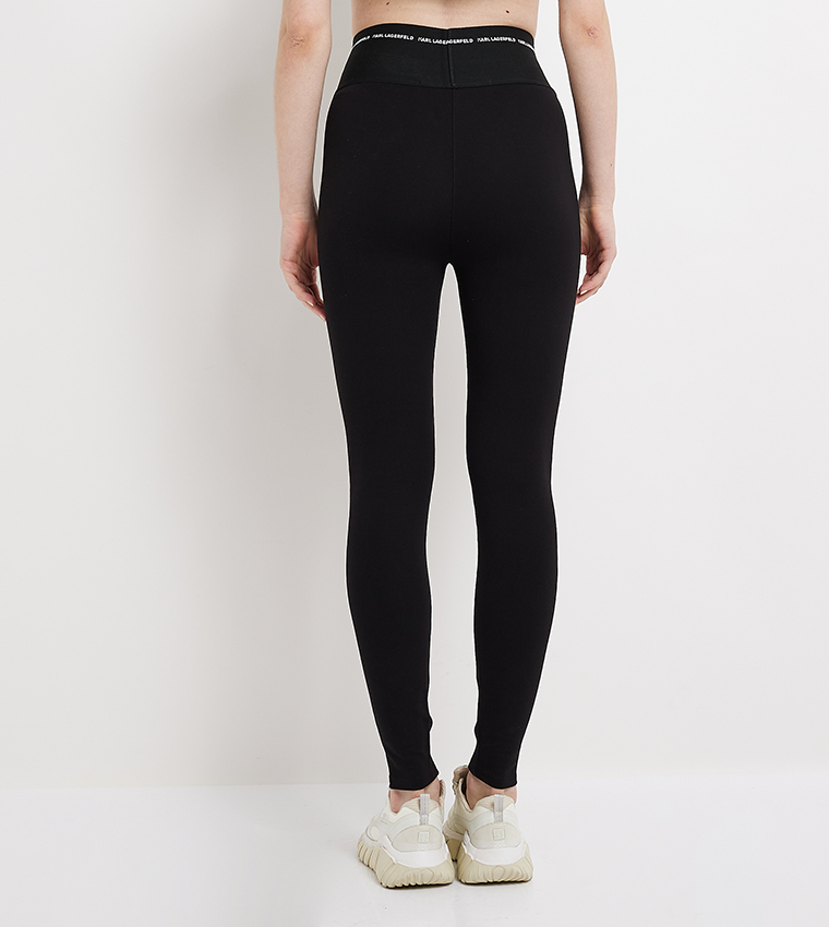 Logo Printed Elastic Waist Leggings
