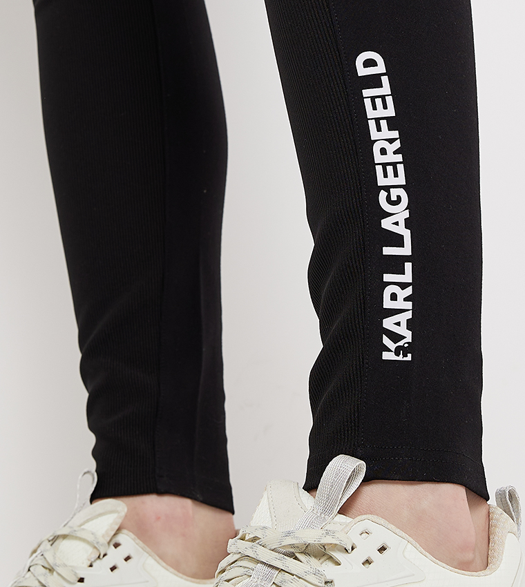 Logo Printed Elastic Waist Leggings