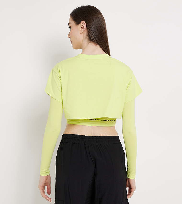 Logo Detail Layered Crop T-Shirt