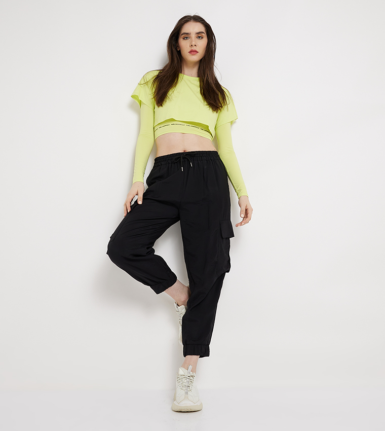 Logo Detail Layered Crop T-Shirt