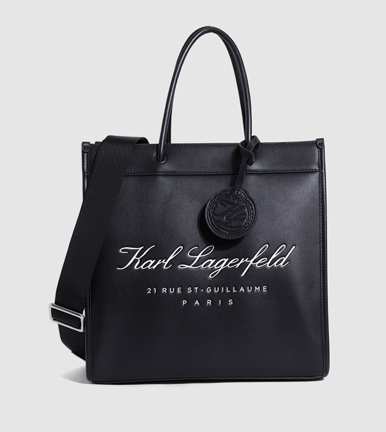Buy Karl Lagerfeld Logo Detail Leather Tote Bag In Black | 6thStreet UAE