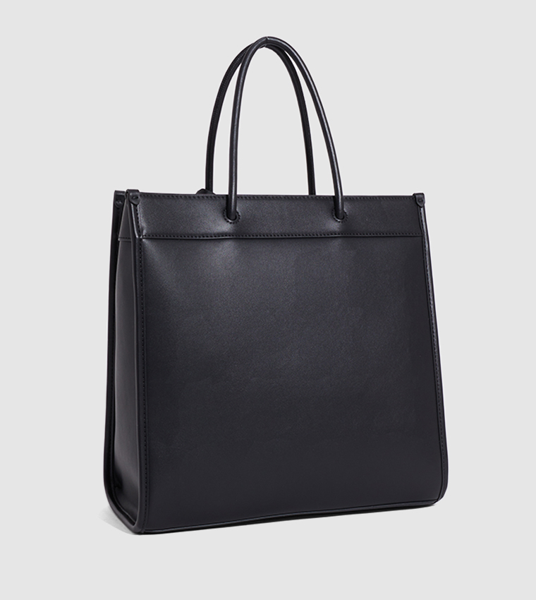 Buy Karl Lagerfeld Logo Detail Leather Tote Bag In Black | 6thStreet UAE