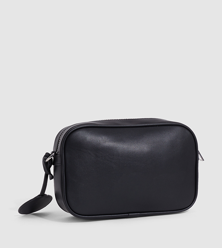 Buy Karl Lagerfeld Logo Detail Leather Crossbody Bag In Black ...