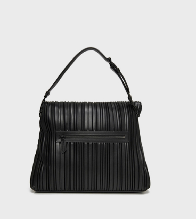 Pleated Faux Leather Handheld Bag