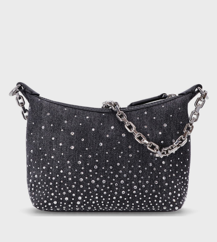 Embellished Denim Shoulder Bag