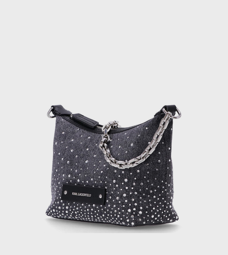 Embellished Denim Shoulder Bag
