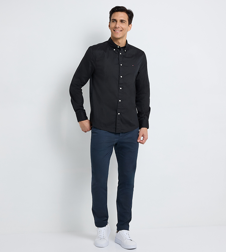 قميص بوبلين بأكمام طويلة