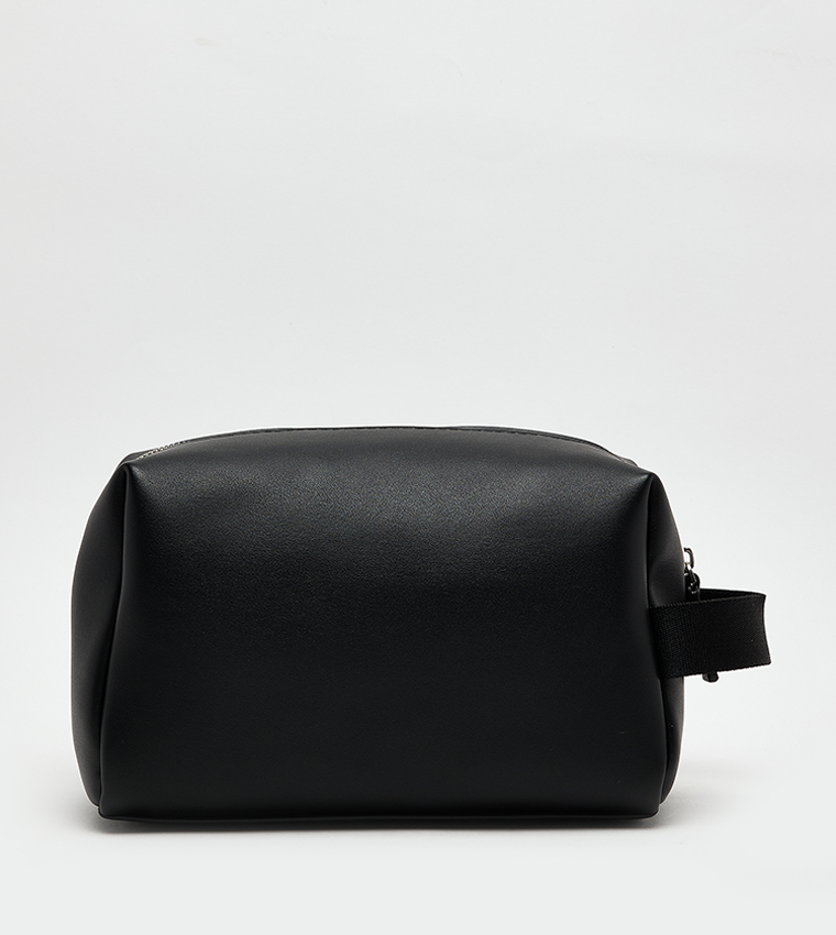 Logo Detail Zippered Cosmetic Pouch