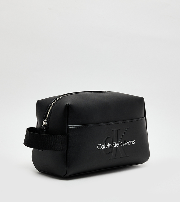 Logo Detail Zippered Cosmetic Pouch