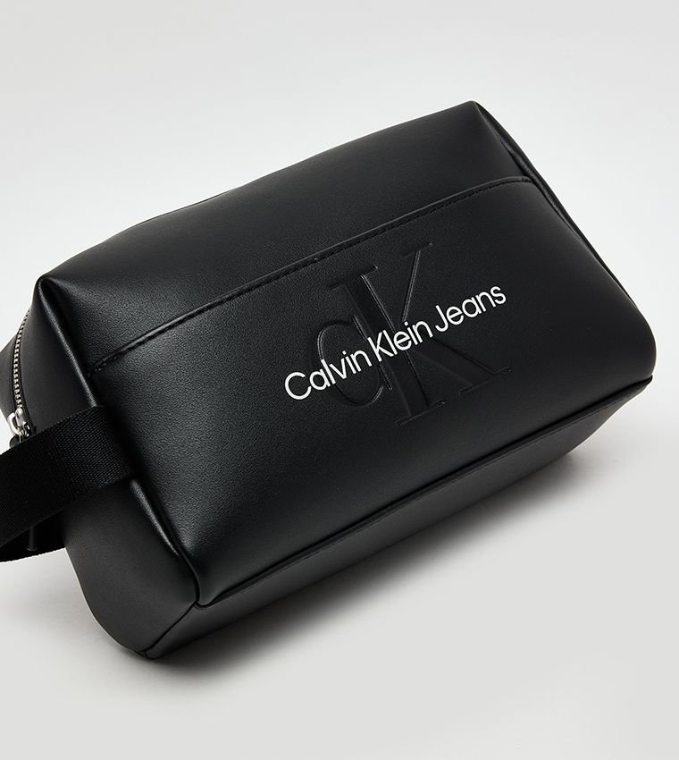 Logo Detail Zippered Cosmetic Pouch