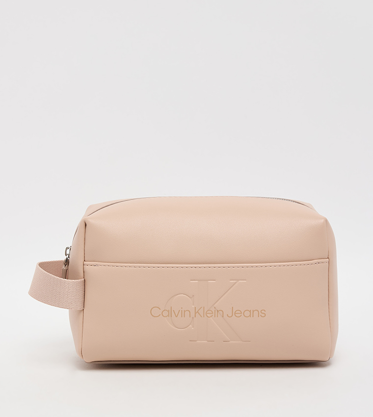 Sculpted Logo Debossed Cosmetic Pouch